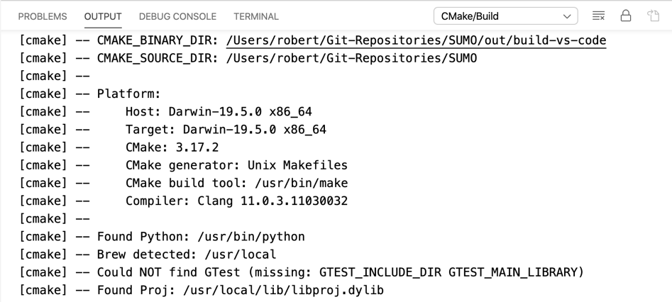 Visual Studio Code CMake 配置输出