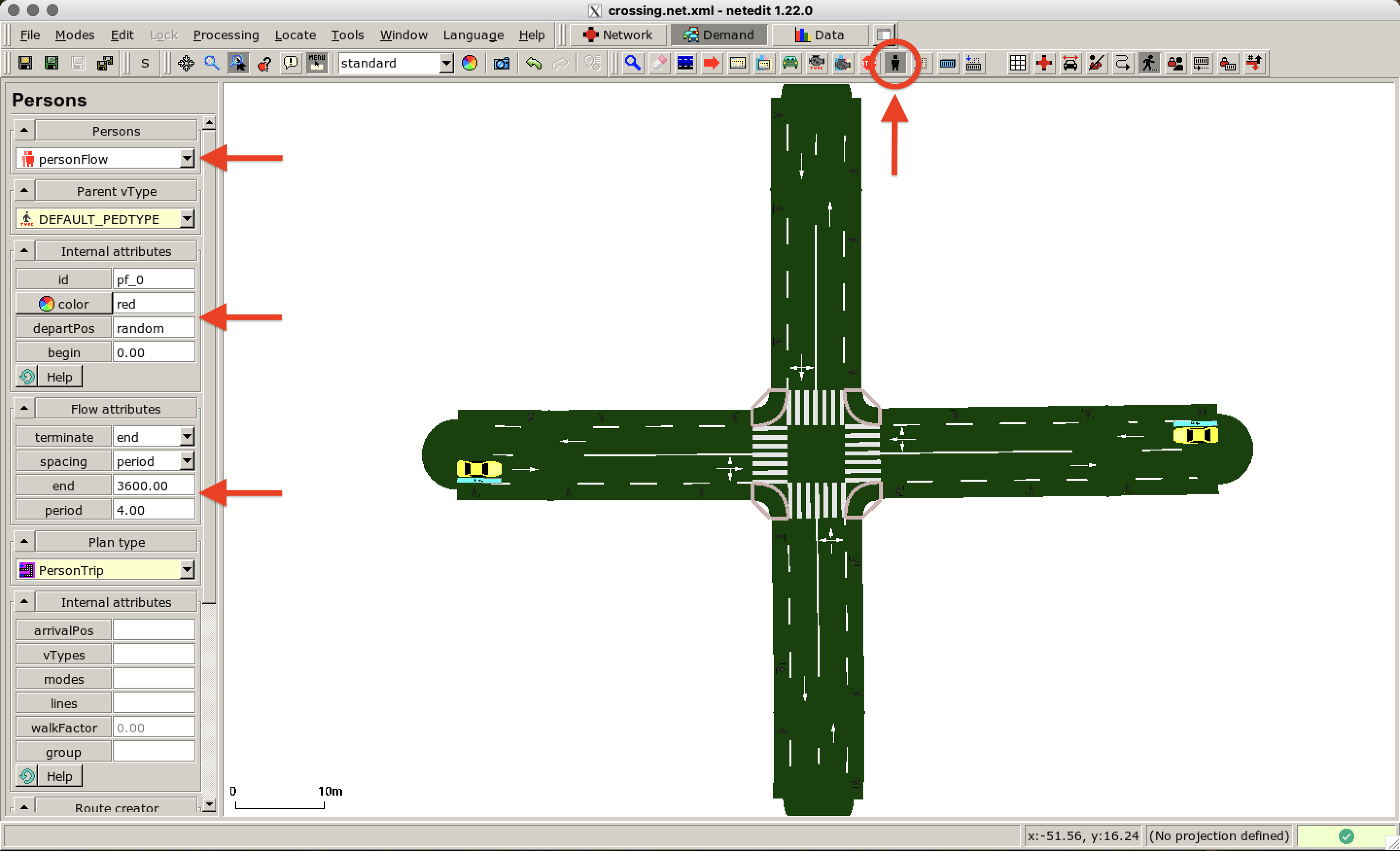 用于配置行人流量的 *行人模式*