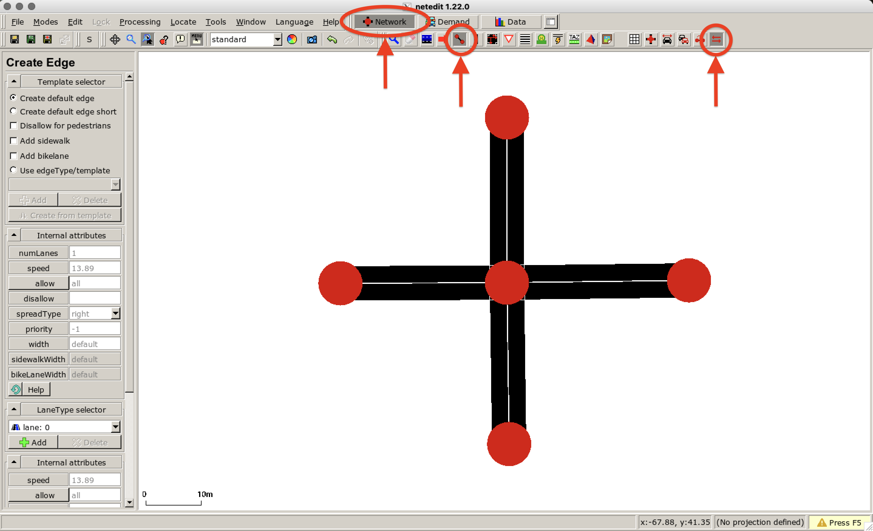 用于创建路网的 *边模式*