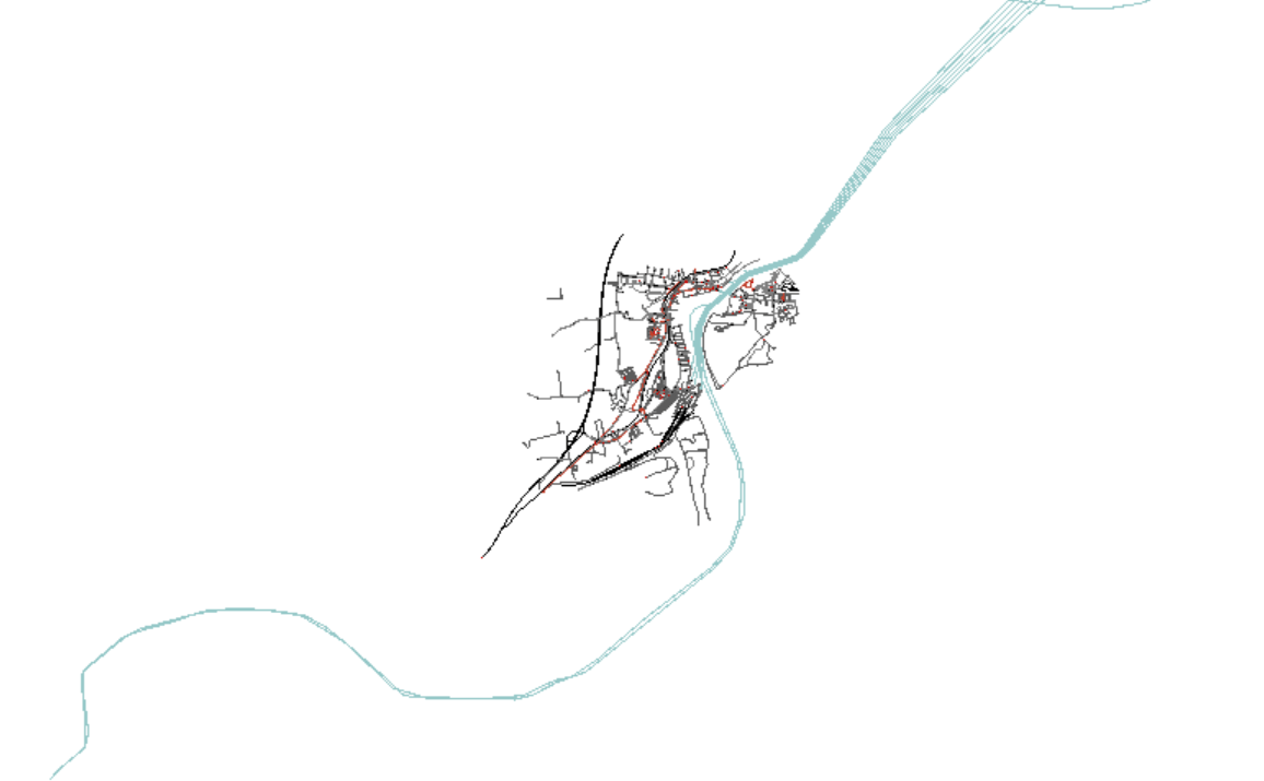切割水道前的路网